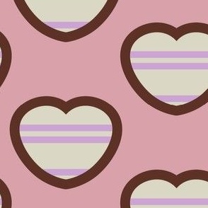 Valentine's Day hearts with purple line art