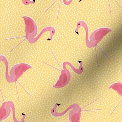 flamingos on sprinkles - yellow