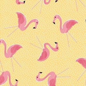 flamingos on sprinkles - yellow