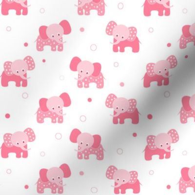 Pink elephants on white