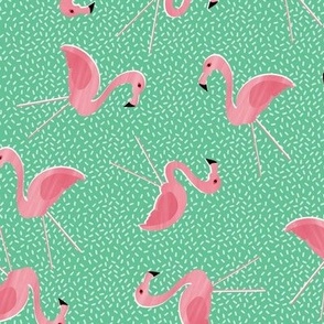 flamingos on sprinkles - green 