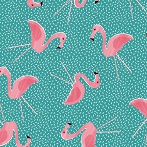 flamingos on sprinkles  - teal