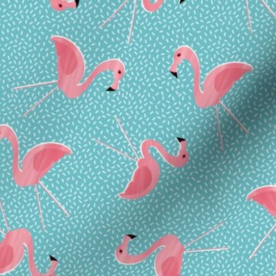 Lawn flamingos on sprinkles - blue