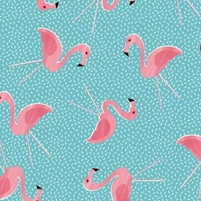 Lawn flamingos on sprinkles - blue