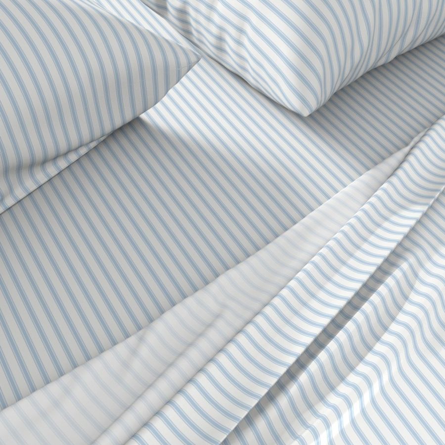 Ticking Stripe: Light Blue & White Modern Pillow Ticking