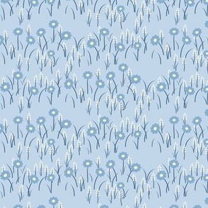 Lois Floral: Light Blue Meadow Flowers, Small Cottage Print
