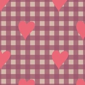 Pink Purple Heart Buffalo Plaid 4"