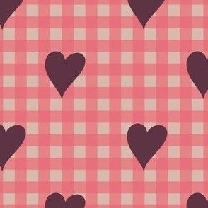 Purple Pink Valentines Heart Buffalo Plaid 4"