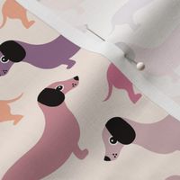 Vintage doxie sausage dogs dachshund illustration pattern gender neutral pastel pink LARGE