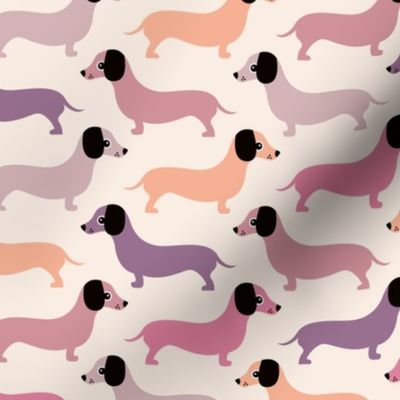 Vintage doxie sausage dogs dachshund illustration pattern gender neutral pastel pink LARGE