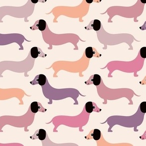 Vintage doxie sausage dogs dachshund illustration pattern gender neutral pastel pink LARGE