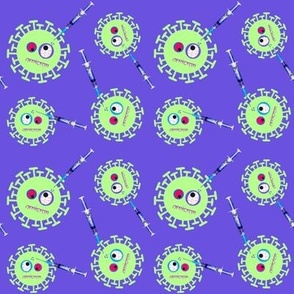 Vaccines vs virus on purple 