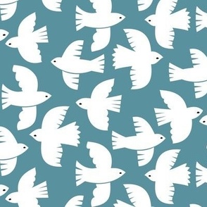 Doves on Blue - S