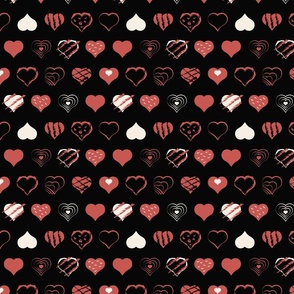 Modern Valentines Day Hearts on black- small1