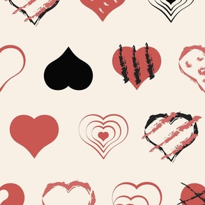 Modern Valentines Day Hearts on beige-xl - wallpaper, bedding