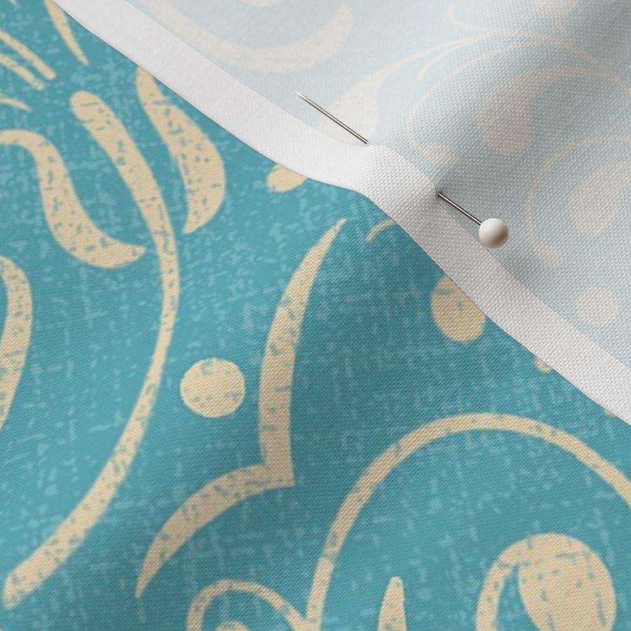 Light Blue Botanical Damask / Large Scale