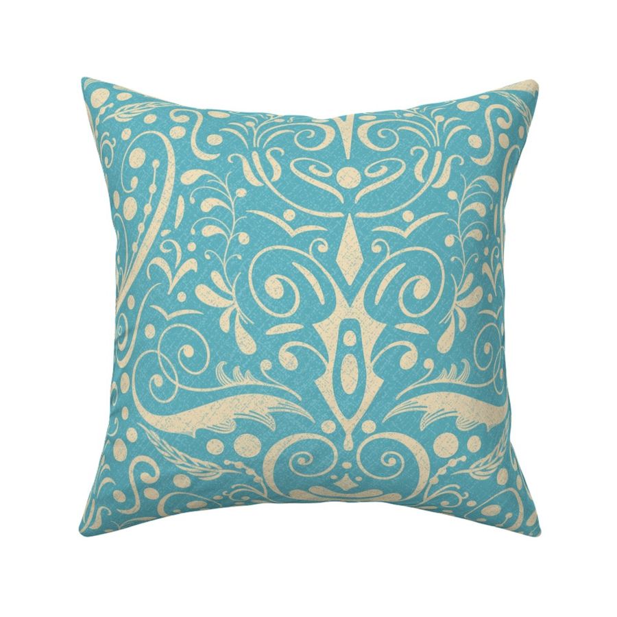 Light Blue Botanical Damask / Large Scale