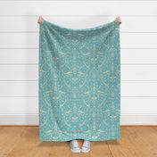 Light Blue Botanical Damask / Large Scale