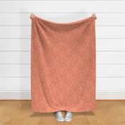 Prewashed Coral Floral Damask / Small Scale