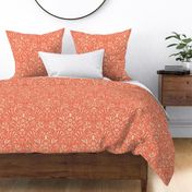 Prewashed Coral Floral Damask / Medium Scale