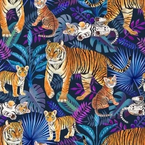 Family of Tigers (navy & purple) 