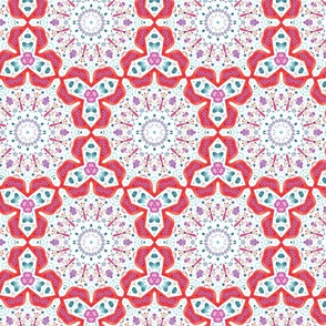 Kaleidoscope Orange Teal Flowers Jumbo