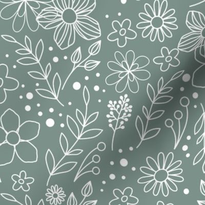 Playful Petals Outline Green