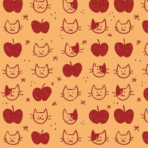 Red and Orange Cats and Apples 