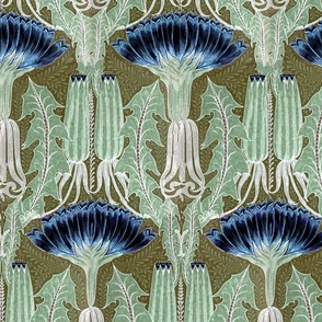 Art Nouveau Dandelion Blue