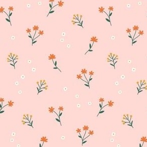 Tiny Wildflowers - pink & orange