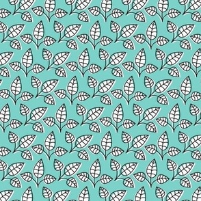 leaves SM black and white on teal