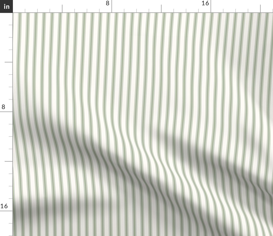 Ticking Stripe: Sage Green & Cream Pillow Ticking