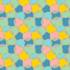 Soft Focus Abstract Geometric Mid-Century Modern Retro Spots in Green Blue Pink Yellow on Gray - SMALL Scale - UnBlink Studio by Jackie Tahara