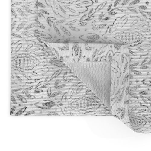 (Horizontal) Distressed Grey Damask Leaves