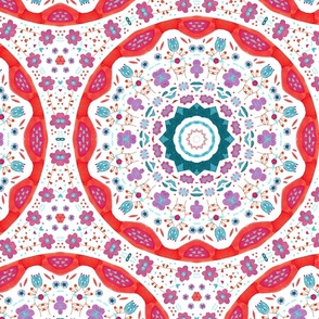 Red Teal Pink Kaleidoscopic Geometric Circles Jumbo