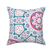 Geometric Watercolor Abstract Teal Red Pink White Jumbo