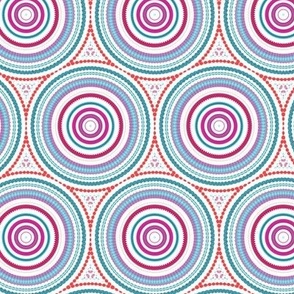 Geometric Concentric Circles Magenta Teal Orange Small Scale