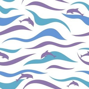 Purple Dolphins and waves