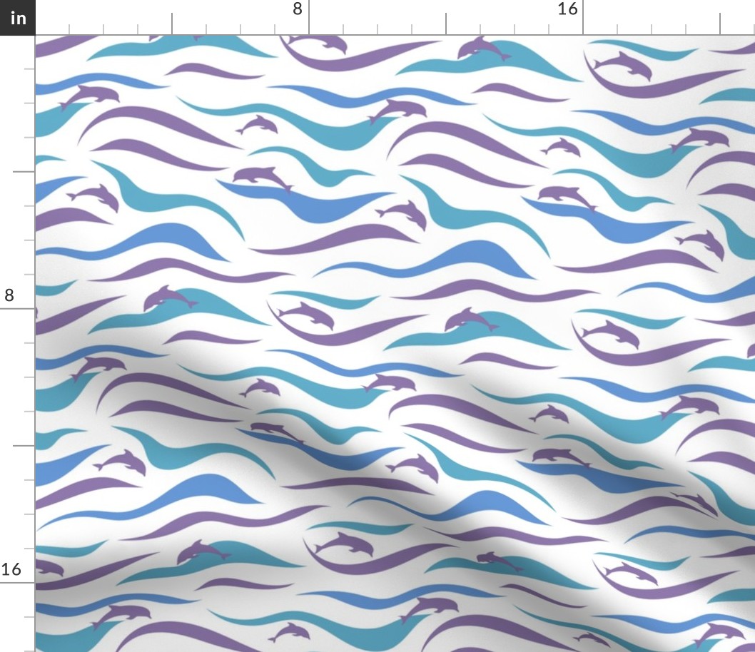 Purple Dolphins and waves