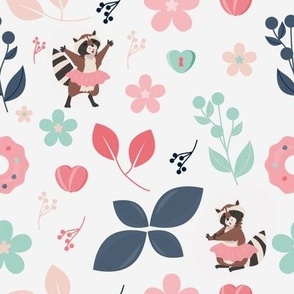 Raccoon ballet… floral raccoons ballerinas 