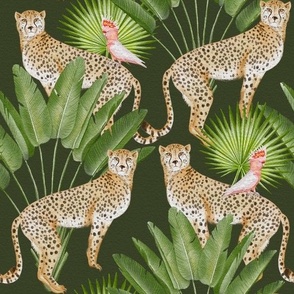 cheetah  and palms |deep green