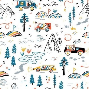 Off-road Racing  Adventure Ditsy Print