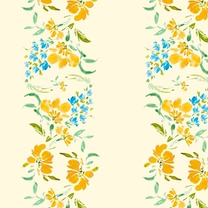 Blue yellow floral lines