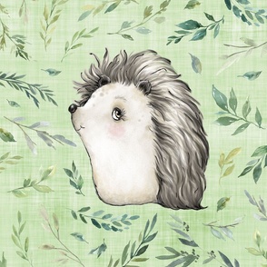20x20 cushion cover hedgehog green linen
