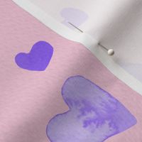 Very Peri on soft Pink Watercolor Hearts | Large Scale