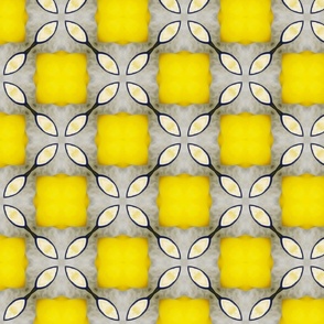 Abstract Geometric Design in Blue, Yellow & Mushroom Large