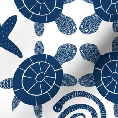 Under the Sea Turtles & Friends ink navy