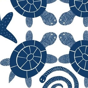 Under the Sea Turtles & Friends ink navy