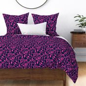 Spring paisley Ikat vines - Hot Pink Midnight Blue - Ethnic Floral - large