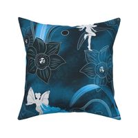 Watercolor Fairies Silhouettes (Night - blue)